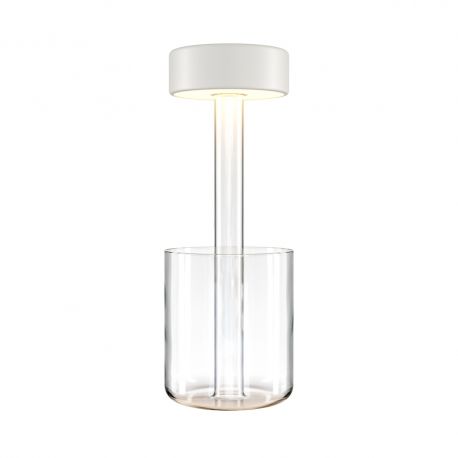 Veioze - Lampa portabila cu baterii cu baza in forma de vaza AI design alb/ transparent