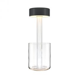 Lampa portabila cu baterii cu baza in forma de vaza AI design negru/ transparent