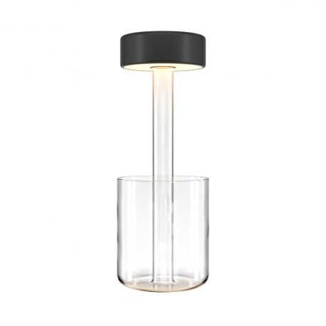 Veioze - Lampa portabila cu baterii cu baza in forma de vaza AI design negru/ transparent