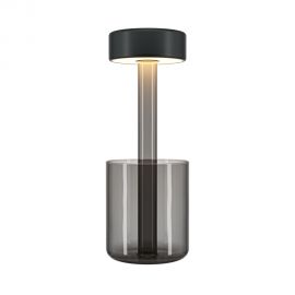 Lampa portabila cu baterii cu baza in forma de vaza AI design negru/ fumuriu