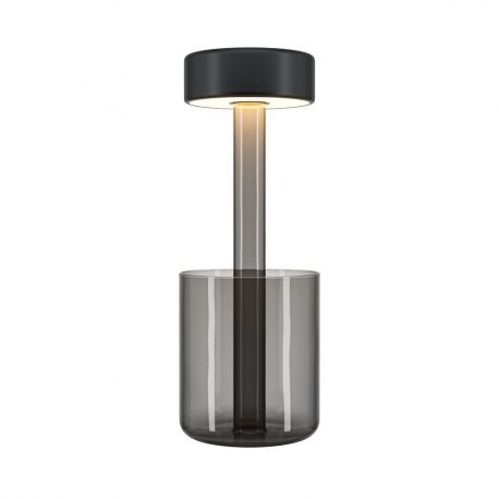 Veioze - Lampa portabila cu baterii cu baza in forma de vaza AI design negru/ fumuriu