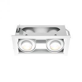 Spoturi tavan fals - Corp incastrabil cu 2 spoturi LED directionabile Metal Modern alb