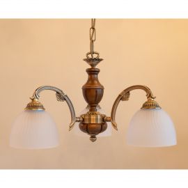Candelabre, Lustre - Candelabru 3 brate design italian din alama cu lemn 5630