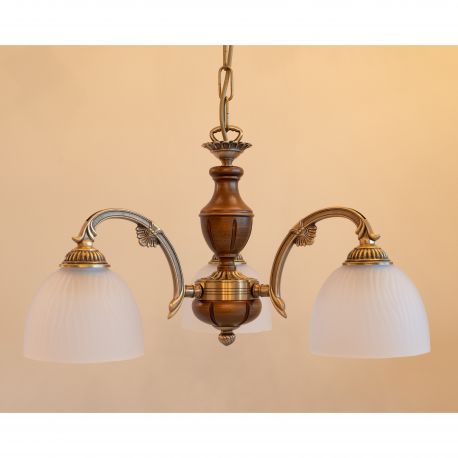 Candelabre, Lustre - Candelabru 3 brate design italian din alama cu lemn 5630