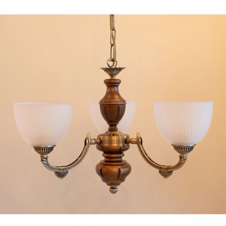 Candelabre, Lustre - Candelabru 3 brate design italian din alama cu lemn 5640