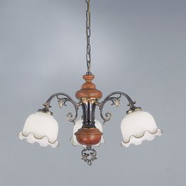 Candelabre, Lustre - Candelabru 3 brate design italian din alama cu lemn 2256