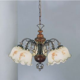 Candelabre, Lustre - Candelabru 5 brate design italian din alama cu lemn 2263