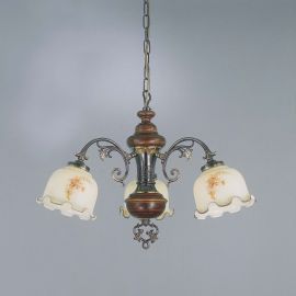 Candelabre, Lustre - Candelabru 3 brate design italian din alama cu lemn 2263
