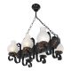 Candelabre, Lustre - Candelabru rustic fabricat manual din lemn pictat 6 brate Vela