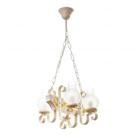 Candelabre, Lustre - Candelabru rustic fabricat manual din lemn pictat 4 brate Vela