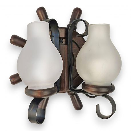 Aplice, corpuri de iluminat pentru pereti - Aplica de perete rustica fabricata manual din lemn Timona