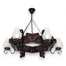 Candelabre, Lustre - Candelabru fabricat manual din lemn pictat Queen 6L