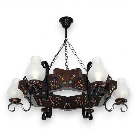 Candelabre, Lustre - Candelabru fabricat manual din lemn pictat Queen 6L