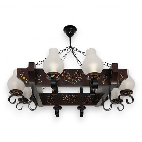 Candelabre, Lustre - Candelabru fabricat manual din lemn pictat Queen 8L