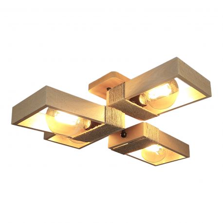 Lustre aplicate - Plafoniera rustica fabricata manual din lemn Rodos 4L