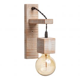 Aplice, corpuri de iluminat pentru pereti - Aplica de perete rustica fabricata manual din lemn ALASKA