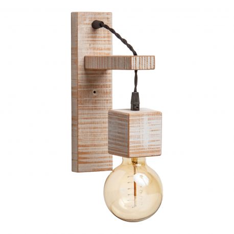 Aplice, corpuri de iluminat pentru pereti - Aplica de perete rustica fabricata manual din lemn ALASKA