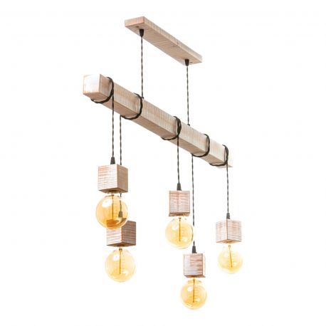 Pendule, Lustre suspendate - Lustra cu 5 pendule rustica fabricata manual din lemn ALASKA