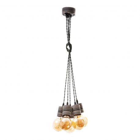 Pendule, Lustre suspendate - Lustra cu 2 pendule rustica fabricata manual din lemn EBONY