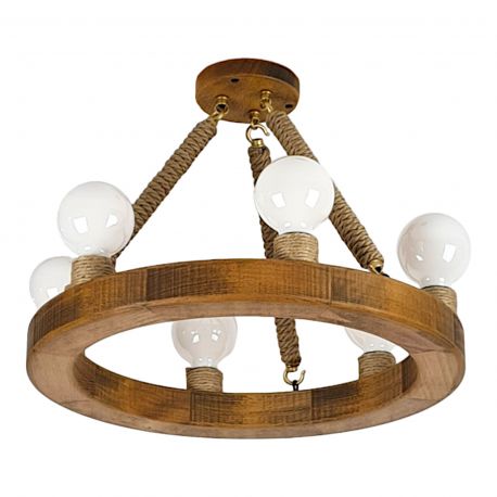 Pendule, Lustre suspendate - Lustra rustica fabricata manual din lemn EVIA 6L