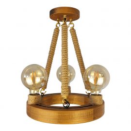 Pendule, Lustre suspendate - Lustra rustica fabricata manual din lemn EVIA 3L