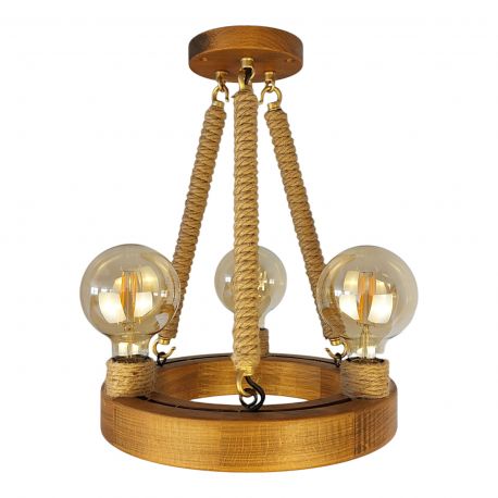 Pendule, Lustre suspendate - Lustra rustica fabricata manual din lemn EVIA 3L