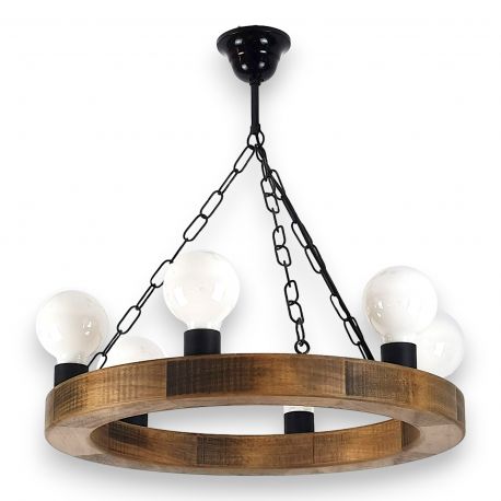 Pendule, Lustre suspendate - Lustra rustica fabricata manual din lemn IOS 6L