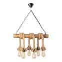 Lustra rustica fabricata manual cu 6 pendule din lemn si sfoara KOS