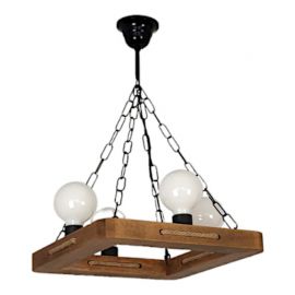 Pendule, Lustre suspendate - Lustra rustica fabricata manual din lemn KAVALA 4L