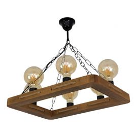 Pendule, Lustre suspendate - Lustra rustica fabricata manual din lemn KAVALA 6L