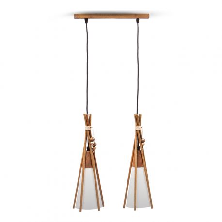Pendule, Lustre suspendate - Lustra rustica fabricata manual din lemn MEXICANA 2L