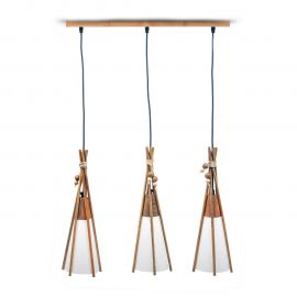 Pendule, Lustre suspendate - Lustra rustica fabricata manual din lemn MEXICANA 3L