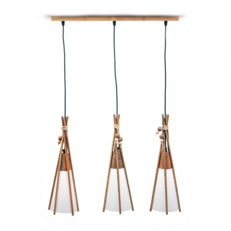 Pendule, Lustre suspendate - Lustra rustica fabricata manual din lemn MEXICANA 3L