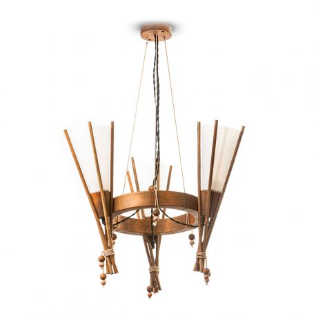 Pendule, Lustre suspendate - Lustra rustica fabricata manual din lemn MEXICANA 3L
