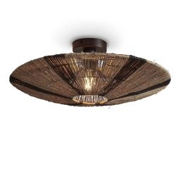 Plafoniere - Plafoniera eco din iuta Iguazu L disc 55cm, negru/ natur