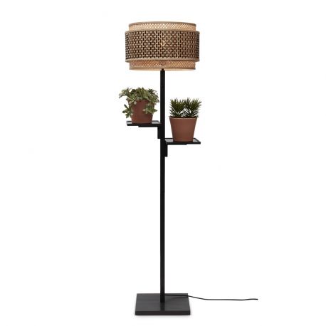 Lampadare - Lampa de podea eco din bambus cu 2 rafturi Bhutan 40x25 negru