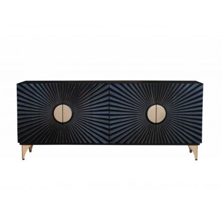 Comode - Comoda cu model 3D Solaris 177cm Mango negru/ auriu