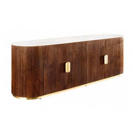 Comode - Comoda TV design retro Gatsby 180cm mango/ marmura alba