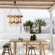 Pendule, Lustre suspendate - Lustra rustica fabricata manual cu 6 pendule din lemn si sfoara KOS