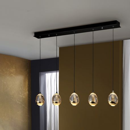 Pendule, Lustre suspendate - Lustra cu 5 pendule LED design modern Rocio negru/auriu