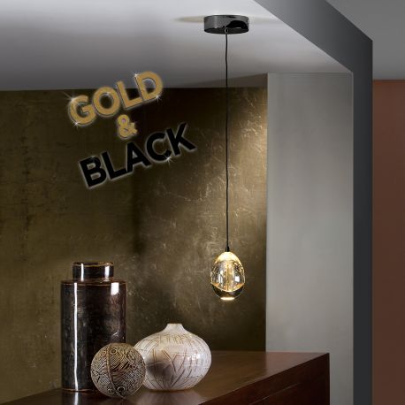 Pendule, Lustre suspendate - Pendul LED design modern Rocio negru/auriu