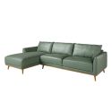 Coltar LUX design italian cu sezlong stanga Cowhide verde