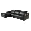 Coltar LUX design italian cu sezlong stanga si functia relax Cowhide negru