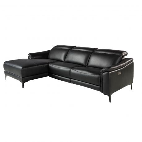 Coltare - Coltar LUX design italian cu sezlong stanga si functia relax Cowhide negru