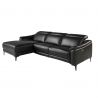 Coltar LUX design italian cu sezlong stanga si functia relax Cowhide negru