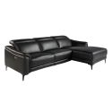 Coltar LUX design italian cu sezlong dreapta si functia relax Cowhide negru