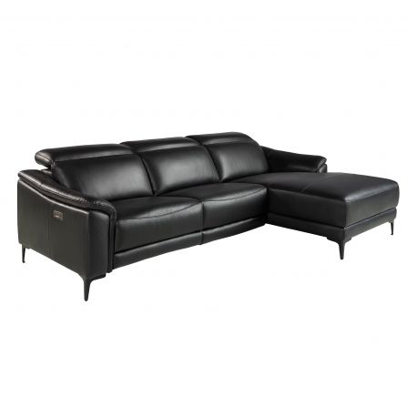 Coltare - Coltar LUX design italian cu sezlong dreapta si functia relax Cowhide negru