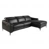 Coltar LUX design italian cu sezlong dreapta si functia relax Cowhide negru