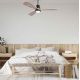 Lustre cu ventilator - Lustra LED cu Ventilator si telecomanda Kai negru/lemn natur