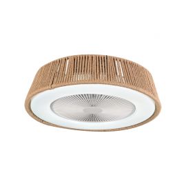 Lustre cu ventilator - Lustra LED cu Ventilator si telecomanda Rustic alb/ natural